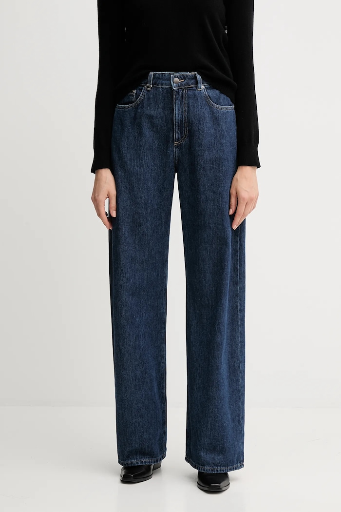 United Colors of Benetton jeansy wide leg damskie niebieski 43UNDE02B