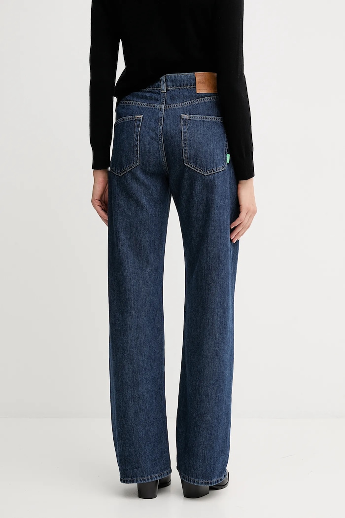 Odzież United Colors of Benetton jeansy wide leg damskie 43UNDE02B niebieski