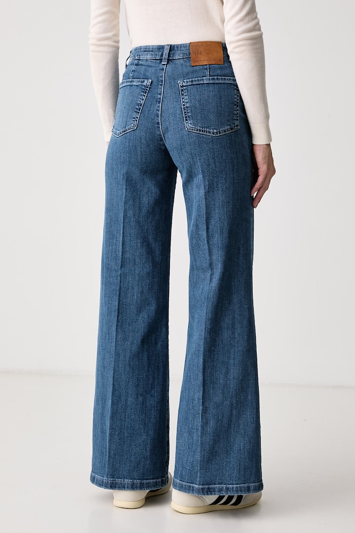Odzież United Colors of Benetton Jeansy wide leg damskie 4TUT574X5 niebieski