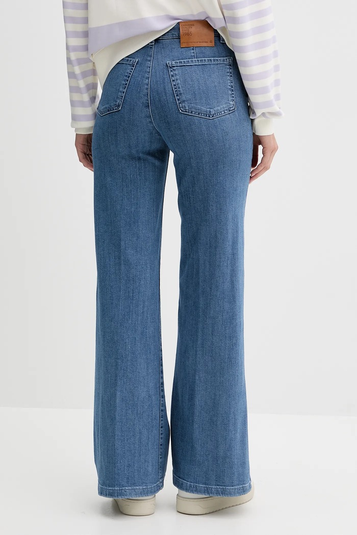 Odzież United Colors of Benetton jeansy wide leg damskie 4TUT574X5 niebieski