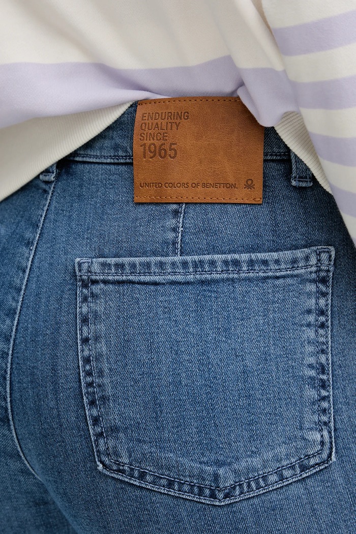 United Colors of Benetton jeansy wide leg damskie niebieski 4TUT574X5