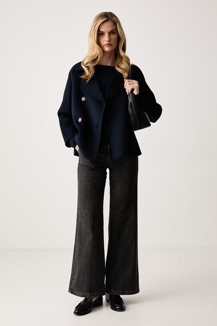 United Colors of Benetton Jeansy wide leg damskie 4TUT574X5 szary SS26