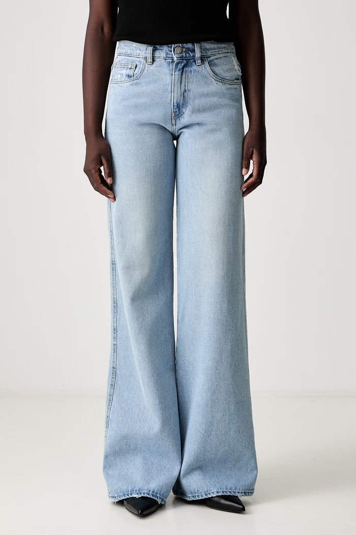 Coperni jeansy wide leg damskie Wide Leg Denim niebieski COPP95F2008B