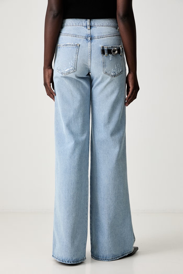 Odzież Coperni jeansy wide leg damskie Wide Leg Denim COPP95F2008B niebieski