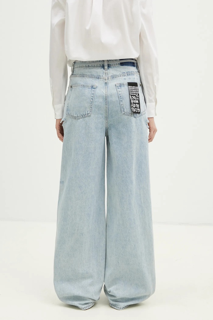 Clothing KSUBI jeans. Baggy Jean Rollin Kut Out WPS25DJ005 blue