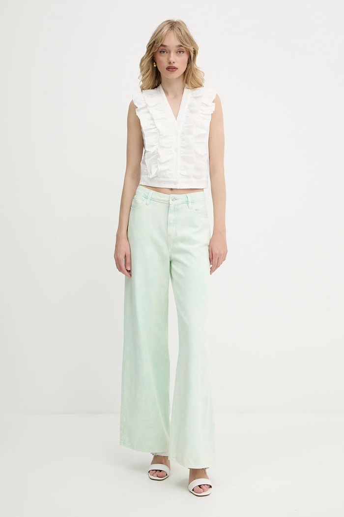 Памучни дънки Guess BELLFLOWER W5GA82.WHAG1 зелен SS25