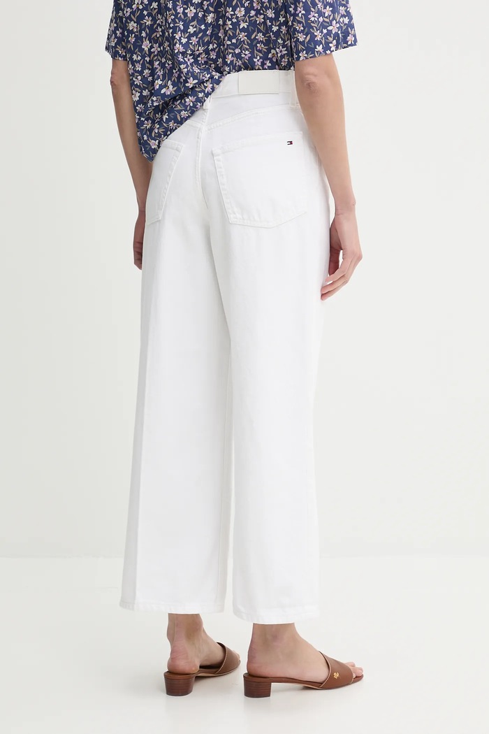 Odzież Tommy Hilfiger jeansy bawełniane WW0WW44363 biały