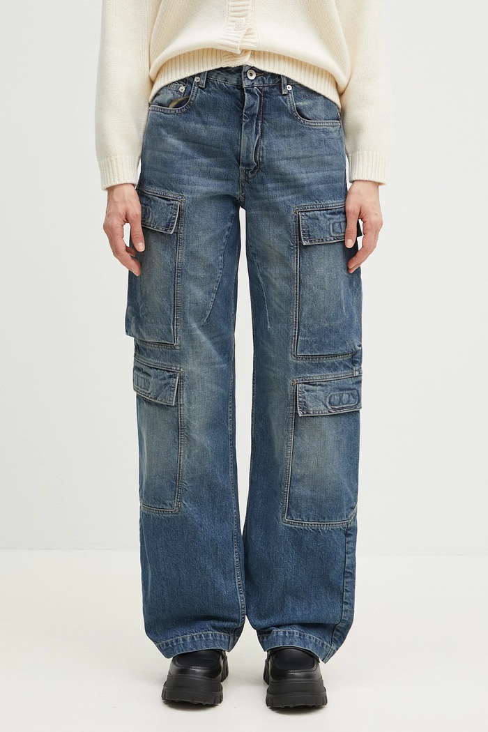 Rick Owens jeans Double Cargo blu navy DS01E3308.DWB