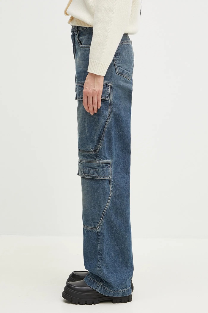 Rick Owens jeans Double Cargo DS01E3308.DWB blu navy SS25