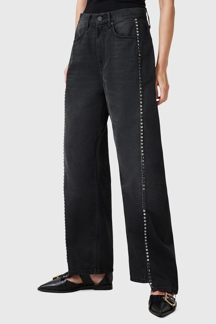 AllSaints jeansy bawełniane FRANKIE W040EC czarny SS25