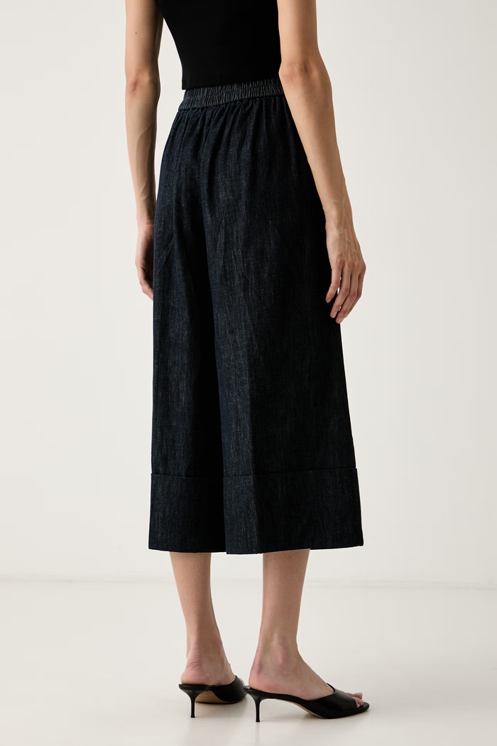 Oblečenie United Colors of Benetton nohavice culottes dámske s bavlnou 4KOWDF09M tmavomodrá