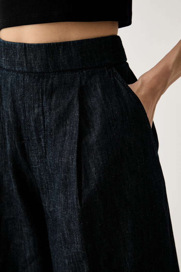 United Colors of Benetton nohavice culottes dámske s bavlnou tmavomodrá 4KOWDF09M