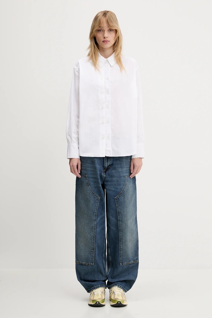 Bavlněné džíny Carhartt WIP Brandon Double Knee Pant I034462.014L námořnická modř
