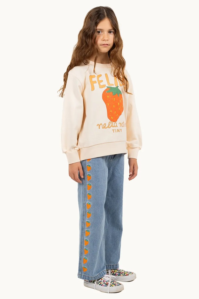 Dětské rifle Tinycottons STRAWBERRIES EMBROIDERED JEANS SS25.247 modrá