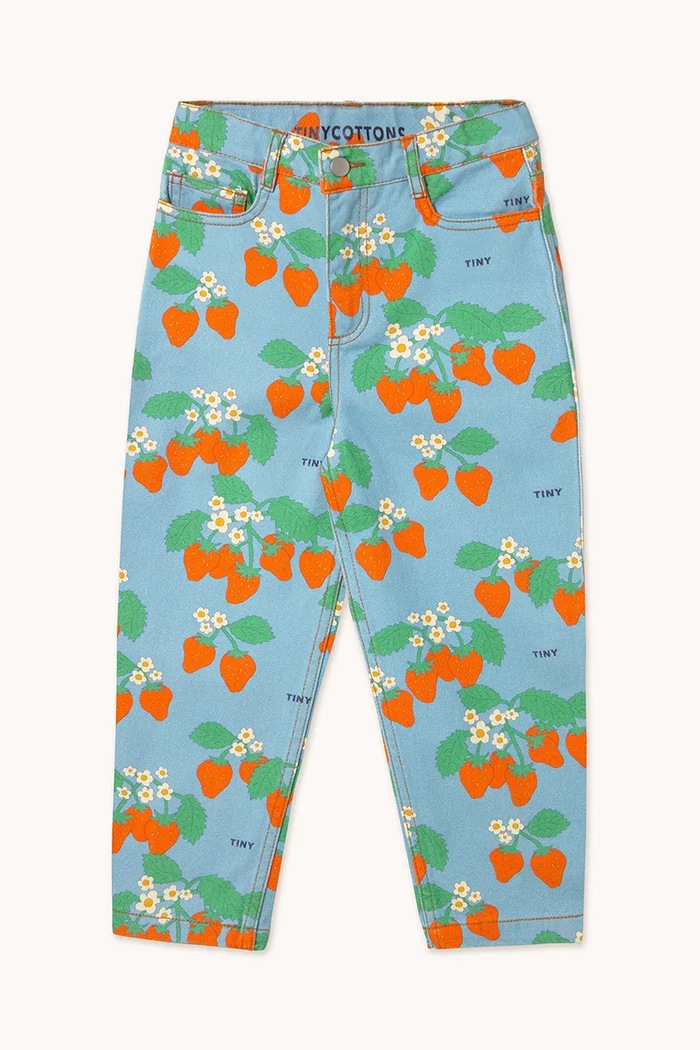 Detské rifle Tinycottons STRAWBERRIES STRAIGHT JEANS rifle modrá SS25.217