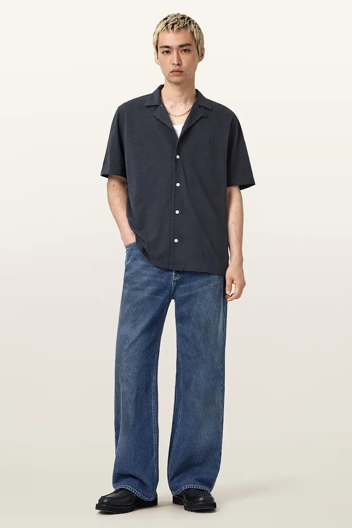 AllSaints jeansy bawełniane LENNY niebieski M011EA