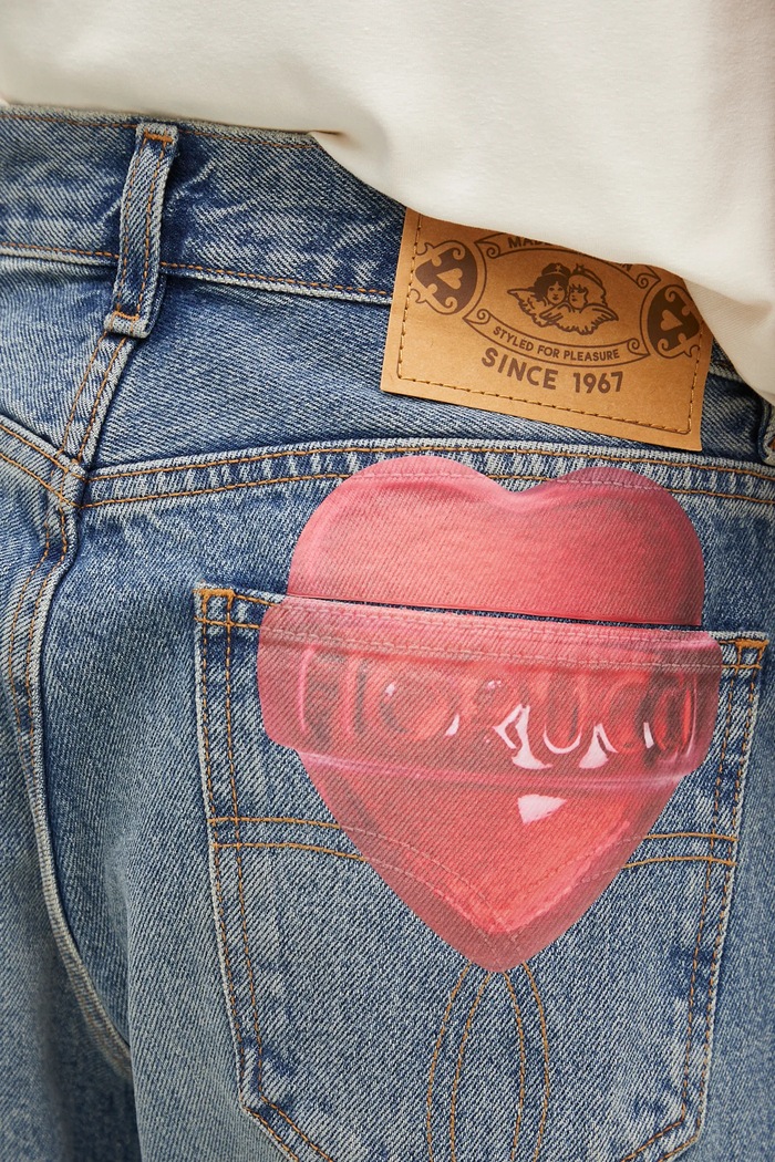 Джинсы Fiorucci Lollipop Heart Print Straight Fit Jeans голубой U02SPDJE075DN02DN02