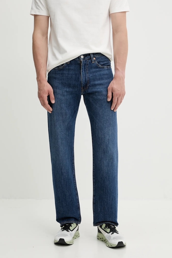 Levi's jeansy z domieszką lnu 555 RELAXED STRAIGHT granatowy 000LO.0011