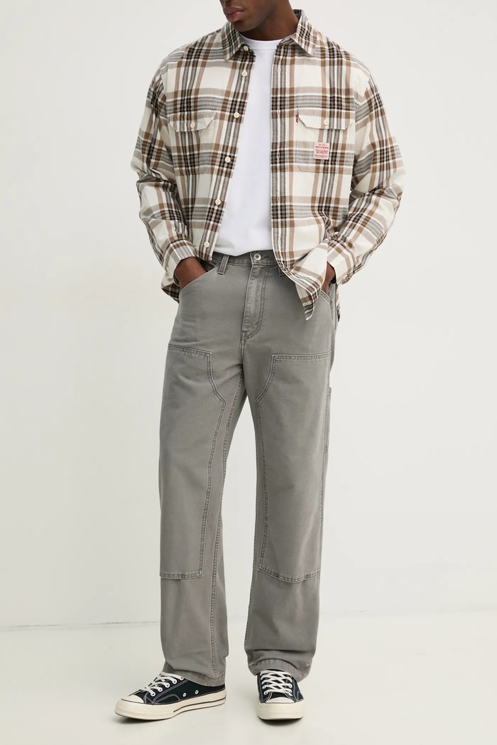 Bavlnené rifle Levi's 568 LOOSE STRT DBL KNEE sivá A7367
