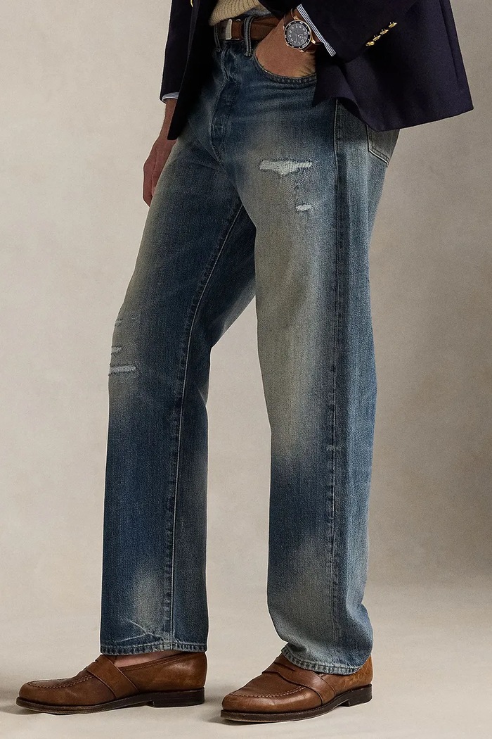Odzież Polo Ralph Lauren jeansy bawełniane 710963171 niebieski