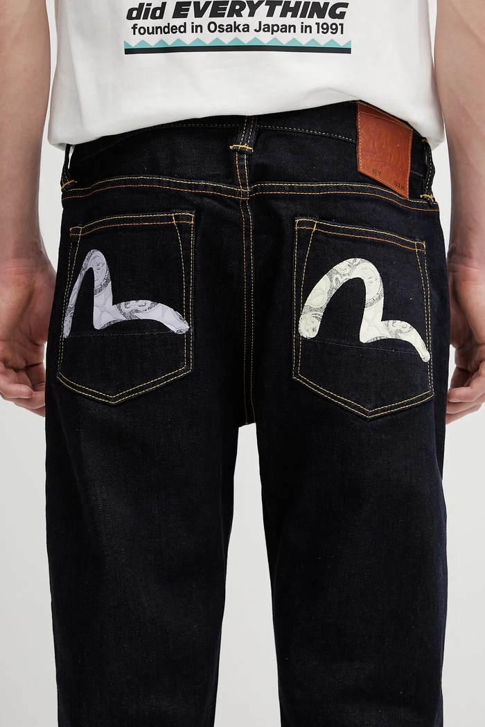 Evisu jeans Seagull Printed Pocket bleumarin 2ESHTM5JE1016