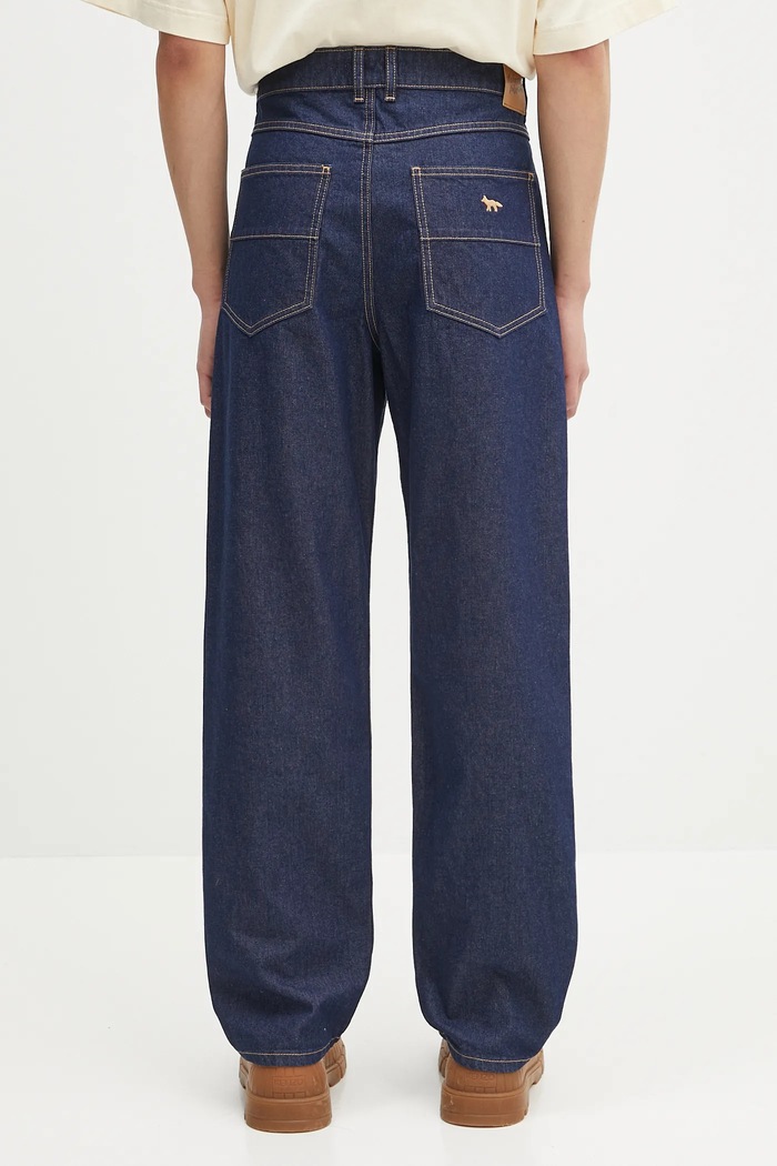 Ρούχα Τζιν παντελόνι Maison Kitsuné Straight Denim OM01118WW0081 σκούρο μπλε