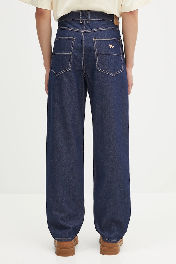 Ρούχα Τζιν παντελόνι Maison Kitsuné Straight Denim OM01118WW0081 σκούρο μπλε