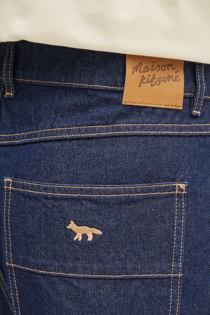 Τζιν παντελόνι Maison Kitsuné Straight Denim σκούρο μπλε OM01118WW0081