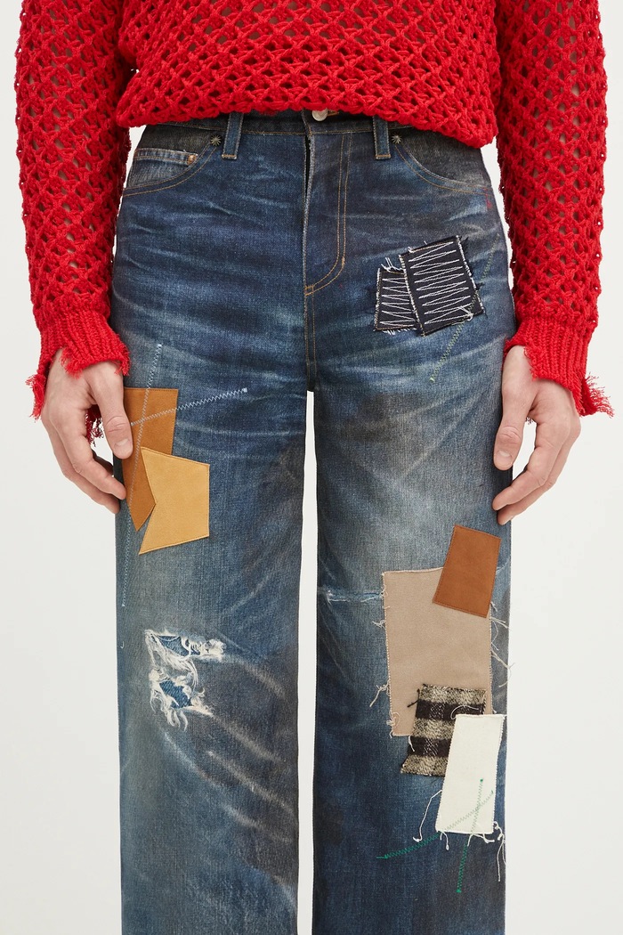 Andersson Bell jeans Patchwork Printed Denim Trompe L`Oeil apa789u blu navy