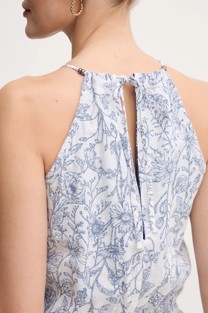 Ľanový overal Pepe Jeans DENIA PL230523 biela