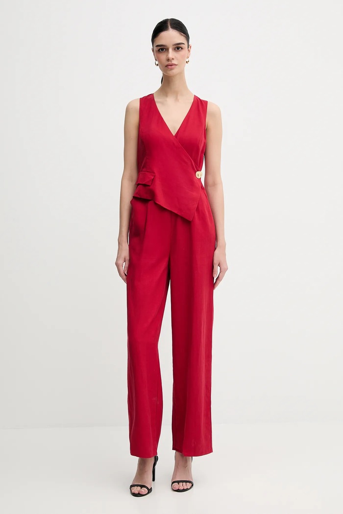 Pedro del Hierro kombinezon z domieszką lnu tkanina czerwony 5899922