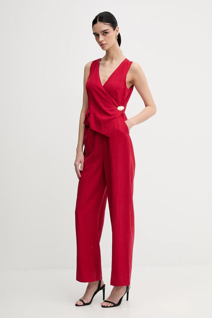 Pedro del Hierro kombinezon z domieszką lnu 5899922 czerwony SS25