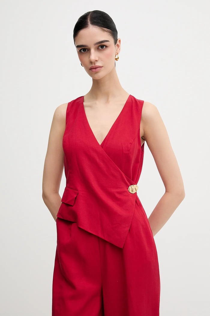 Pedro del Hierro kombinezon z domieszką lnu czerwony 5899922