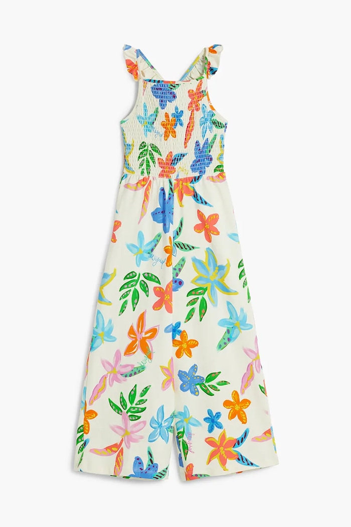 Desigual salopetă din bumbac pentru copii cu modele bej 25SGPK02