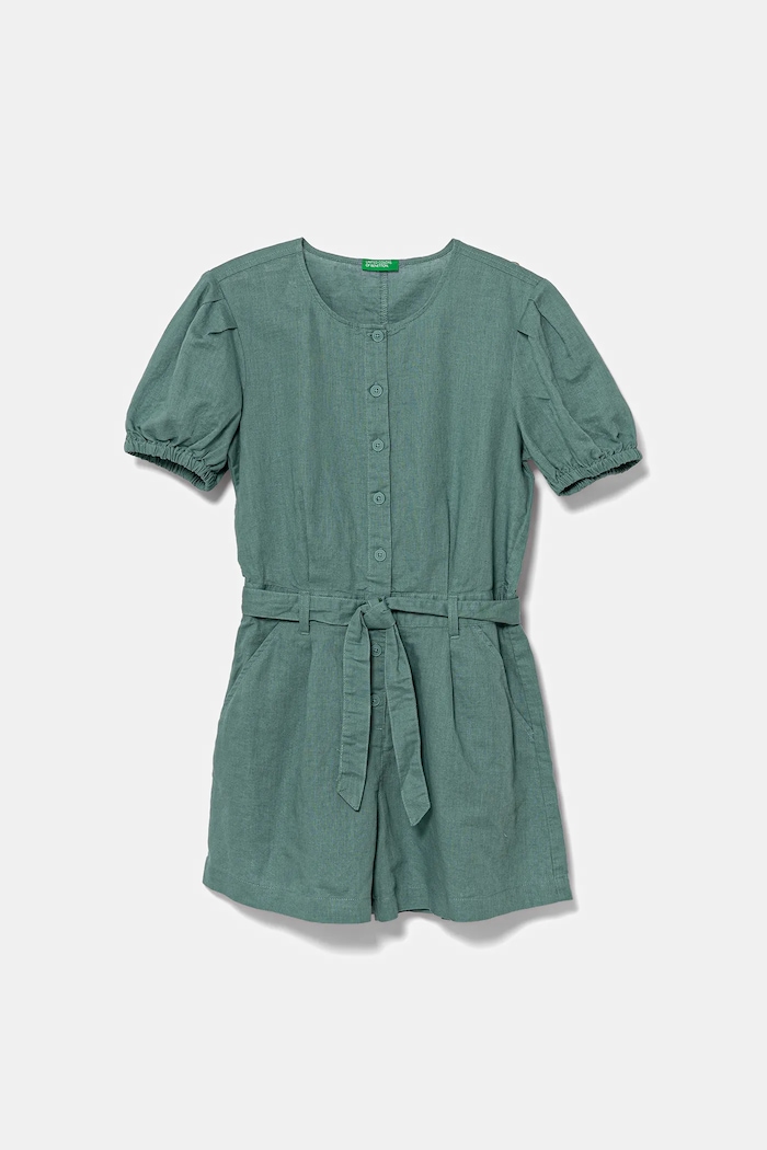 United Colors of Benetton gyerek vászon kezeslábas len türkiz 43WBCT014.G.Seasonal