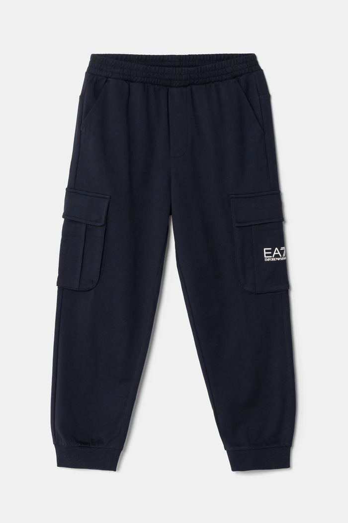 Dětské bavlněné tepláky EA7 Emporio Armani pletenina námořnická modř 7B000028.AF10380