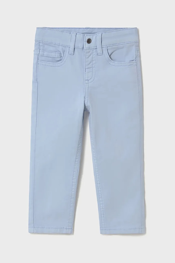 Detské nohavice Mayoral slim fit basic s elastanom modrá 506.3E.Baby.PPYA