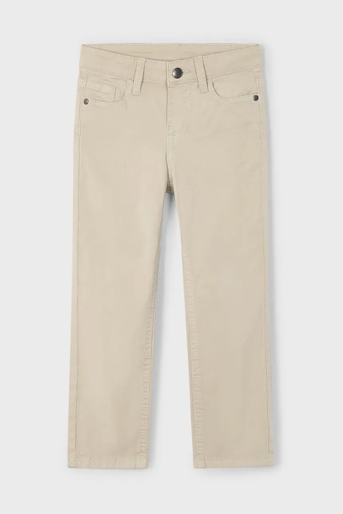 Dětské kalhoty Mayoral slim fit basic látka béžová 509.5E.Mini.PPYA