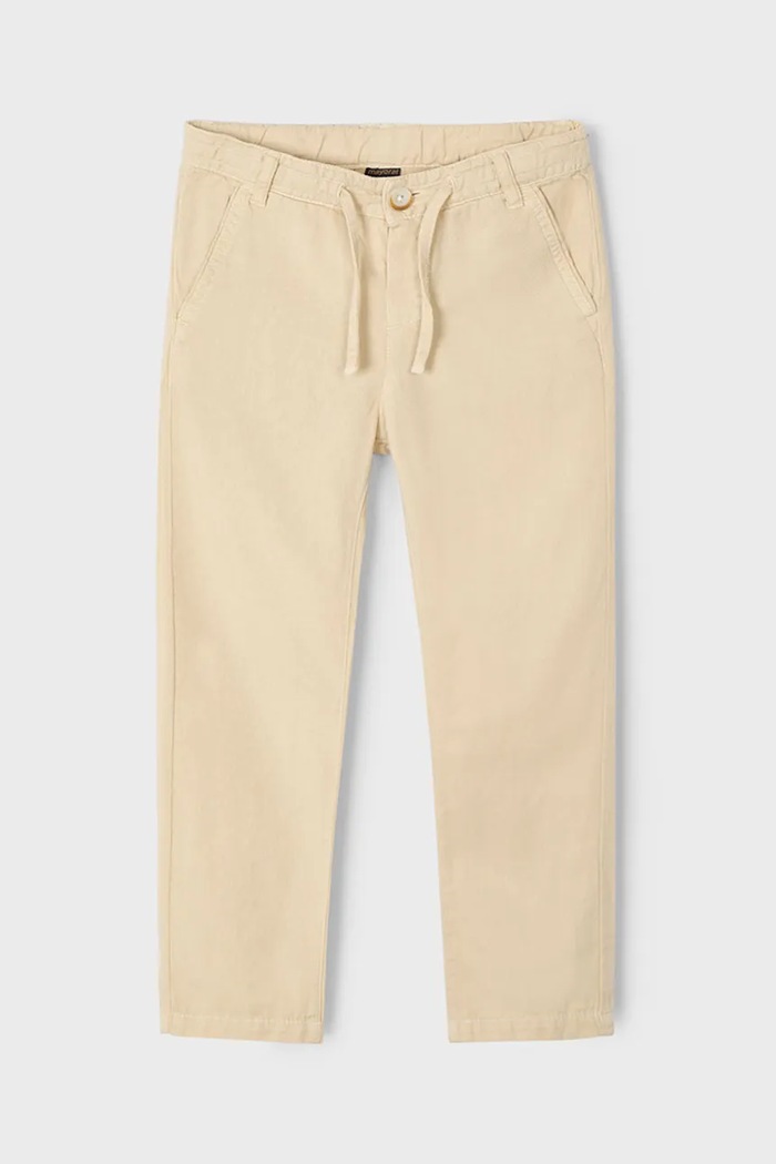 Mayoral pantaloni cu amestec de in pentru copii bumbac bej 3568.5E.Mini.PPYA