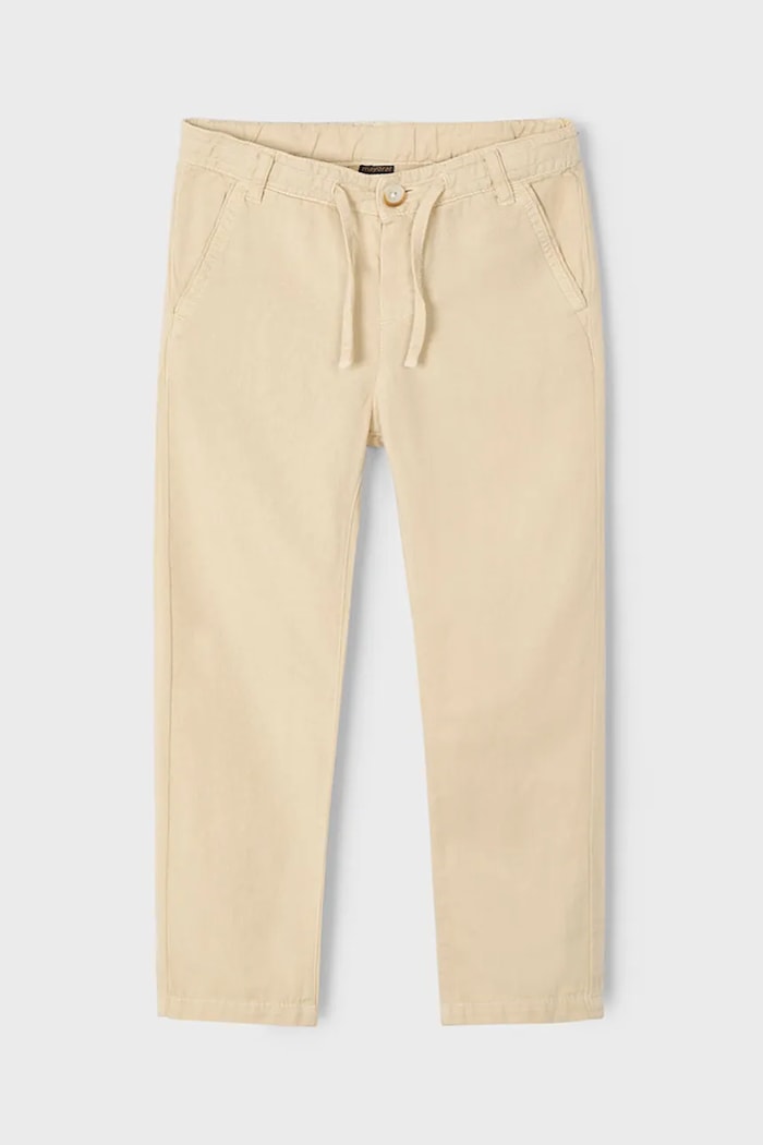 Mayoral pantaloni cu amestec de in pentru copii bumbac bej 3568.5E.Mini.PPYA