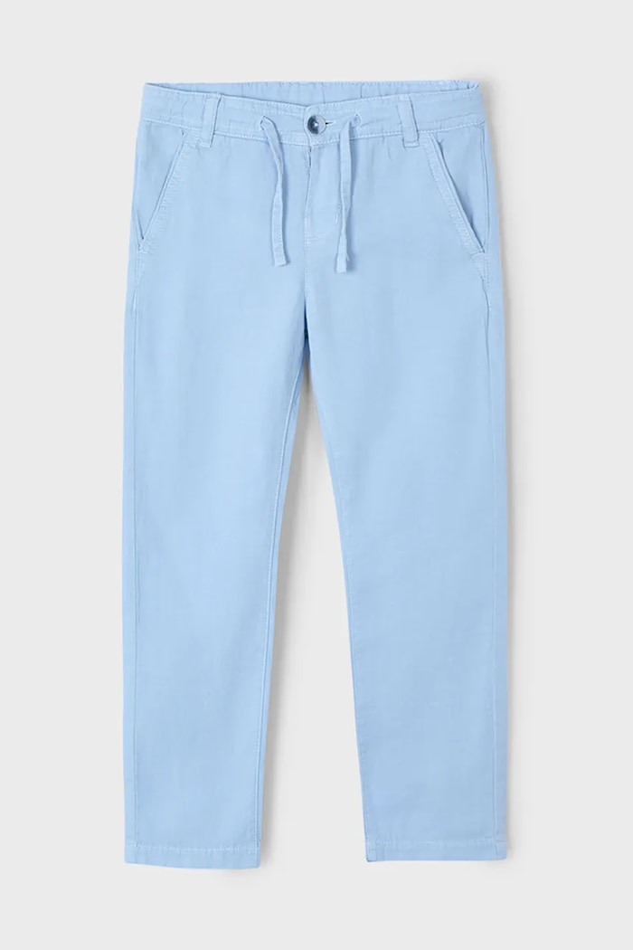 Mayoral pantaloni cu amestec de in pentru copii bumbac albastru 3568.5E.Mini.PPYA