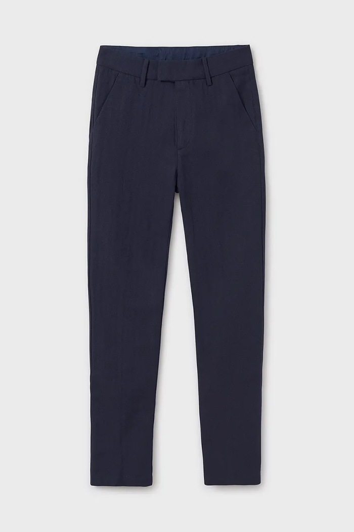 Mayoral pantaloni cu amestec de in pentru copii 6524.7B.Junior.PPYA bleumarin SS25