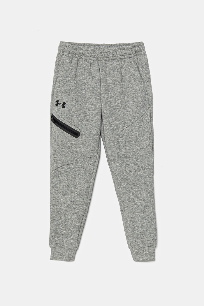 Under Armour spodnie dresowe dziecięce Unstoppable Flc Jogger z elastanem szary 1386689