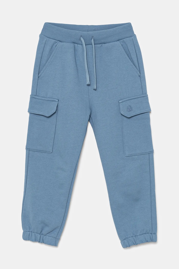 Dječji pamučni donji dio trenirke United Colors of Benetton bez uzorka plava 3UNIGF045.P.Seasonal