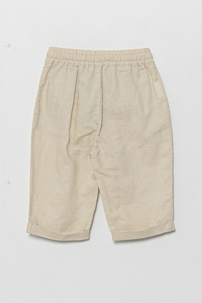 United Colors of Benetton spodnie lniane dziecięce 43WBGF01H.P.Seasonal beżowy SS25