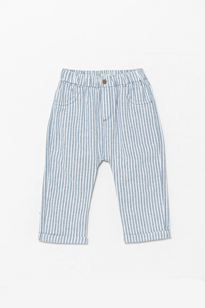 Lanene hlače za bebe United Colors of Benetton Planet friendly plava 4OGMAE008.W.Seasonal