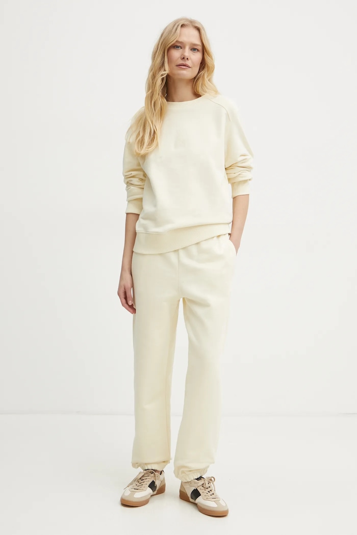 Bavlnené tepláky Patrizia Pepe 8P0687.J079 béžová SS25