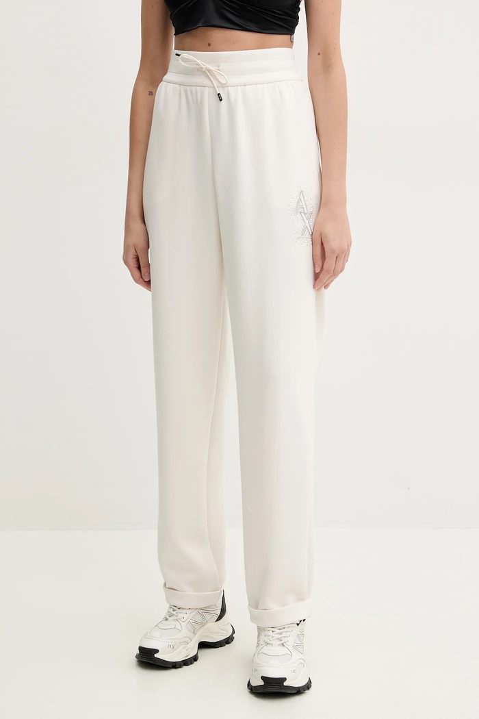 Armani Exchange spodnie dresowe aplikacja beżowy XW000096.AF10804