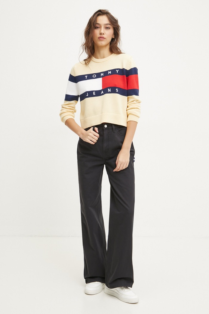 Tommy Jeans pamut nadrág DW0DW19394 fekete SS25