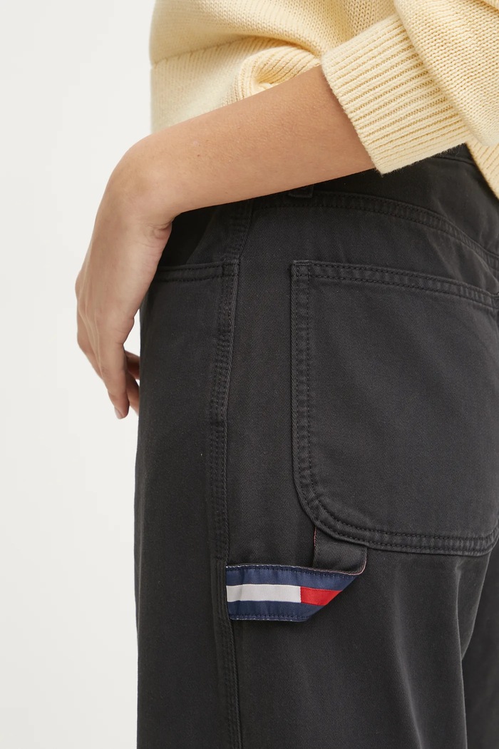 Tommy Jeans pamut nadrág fekete DW0DW19394